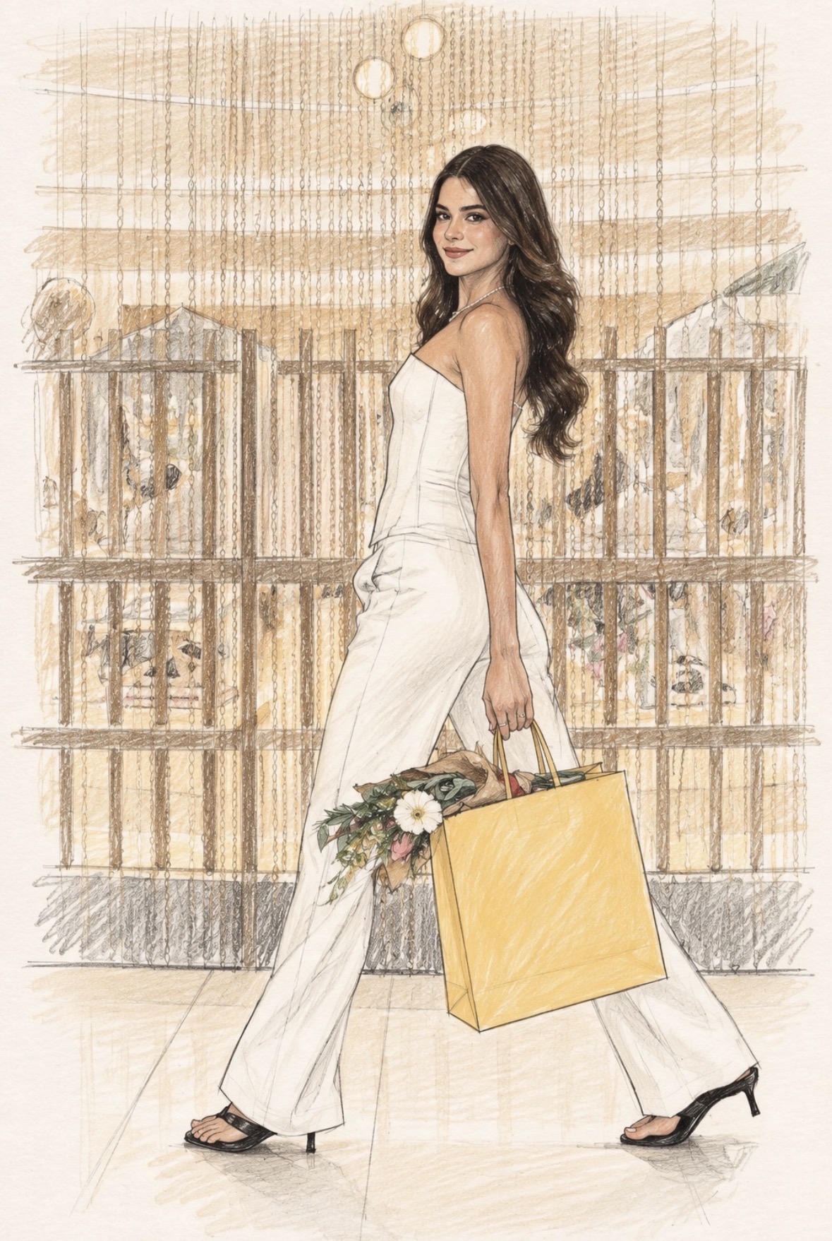 Ilustración editorial de moda y compras